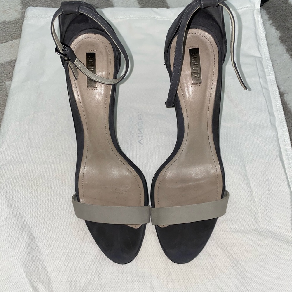 Schutz Sandal Two-Tone Grey Heels